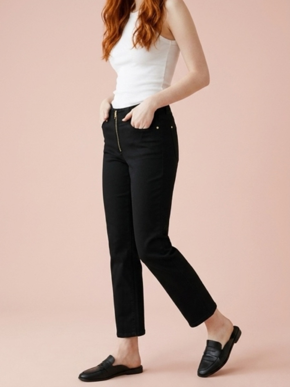 INC International Concepts Black Straight-Leg Curvy Crop Pants